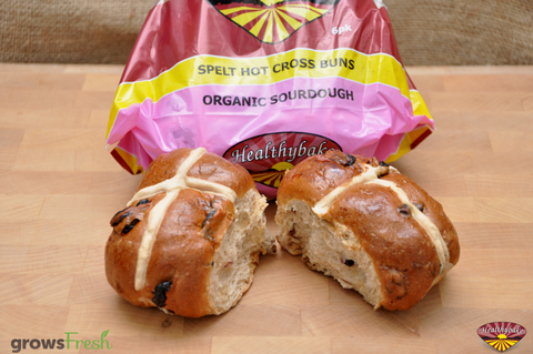 Healthybake - Hot Cross Buns - Fruit & Spice - Organic Sourdough - Australian