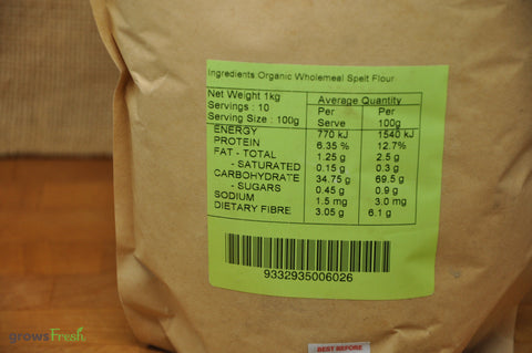 Healthybake Organic - Flour - Wholemeal - Spelt - Australian