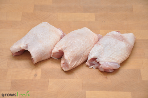 growsFresh - Chicken - Organic Free Range - Thigh Fillets - Skin On - Frozen - New Zealand