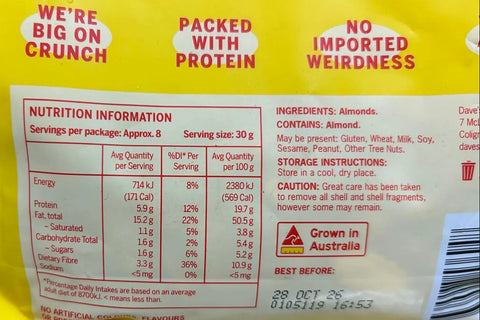 Dave's Nuts - Organic Whole Almond - Australian