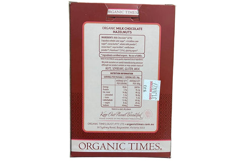 Organic Times - Milk Chocolate Hazelnuts - Australian