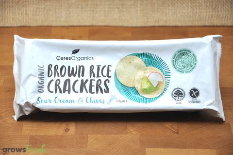 Brown Rice Crackers - Organic - Sour Cream and Chives - Thailand