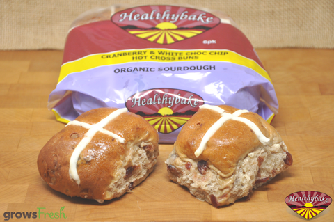 Healthybake - Hot Cross Buns - Cranberry & White Chocolate Chip - Organic Sourdough - Australian